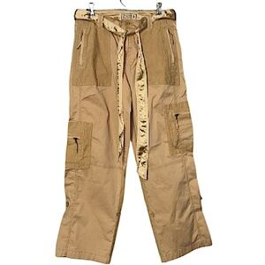 Abercrombie & Fitch Khaki Corduroy Baggy Adjustable Cargo Pants
